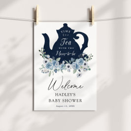 Teezeit Blue Baby Dusche Begrüßungszeichen Poster
