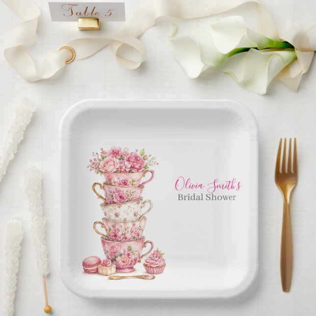 Teezeit Brautparty-Papierplatte Pappteller (Hochzeit)