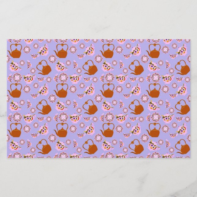 Teezeit Küchentuch Teapot Teacup Teakettle Briefpapier (Vorderseite)