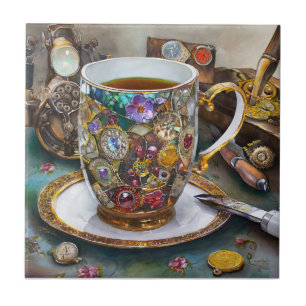 Teezeit mit dem Zeitreisenden Fliese