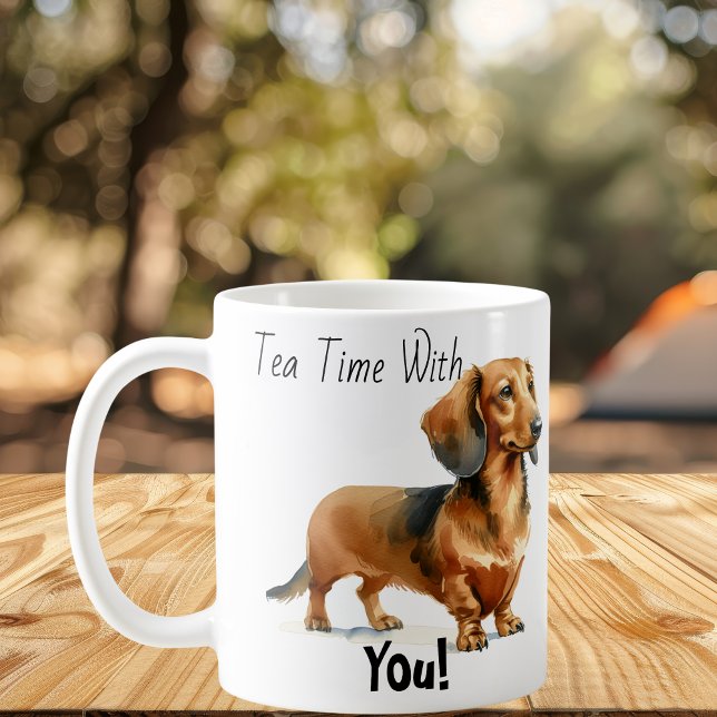 Teezeit mit dir! Dachshund Niedlich Kaffeetasse (Von Creator hochgeladen)