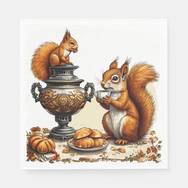 Teezeit mit Eichhörnchen Serviette (Vorderseite)