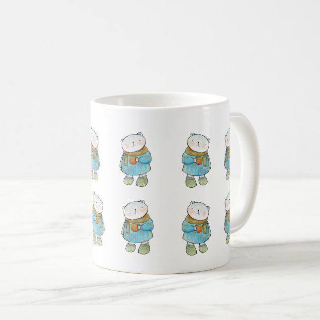 Teezeit mit Niedlichem Polarbär - Adorable Wildlif Kaffeetasse (VorderseiteRechts)