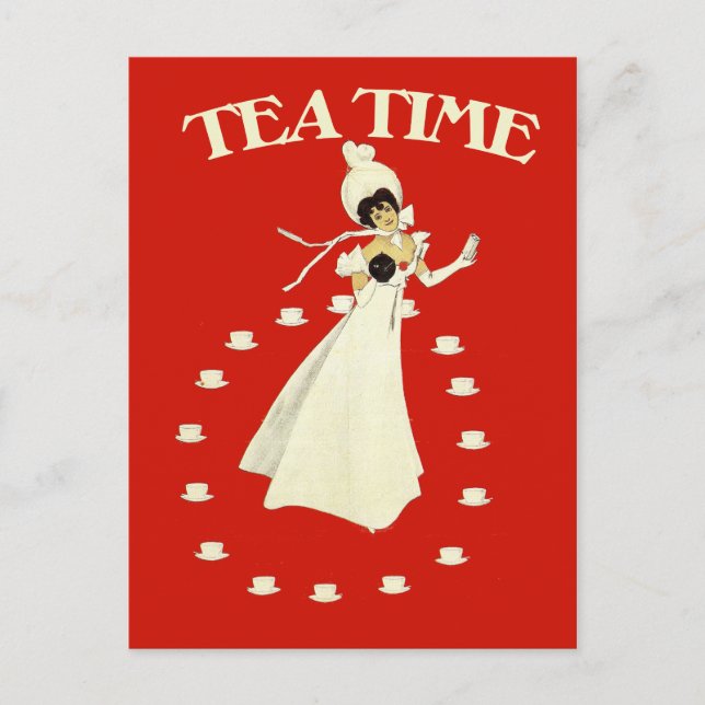 Teezeit nach Vintage Postkarte (Vorderseite)