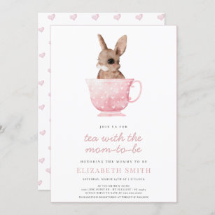 Teezeit Party Niedlich Bunny Pink Girl Babydusche Einladung
