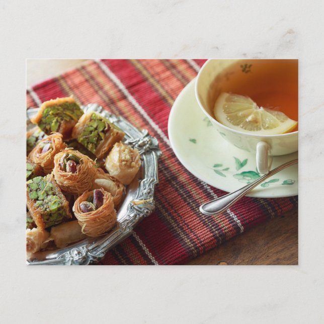 Teezeit Postkarte des Teezimmers für die Postüberg (Vorderseite)