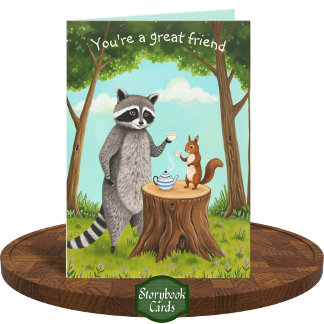 Teezeit Raccoon und Eichhörnchenwälder Freundschaf Karte