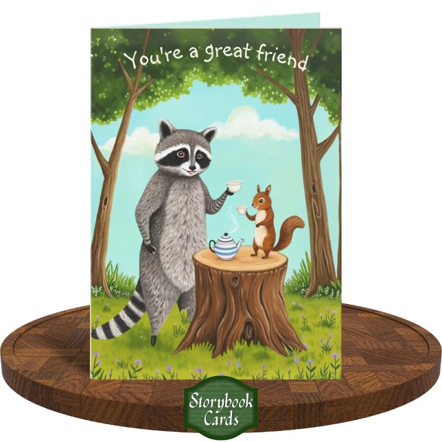 Teezeit Raccoon und Eichhörnchenwälder Freundschaf Karte (Von Creator hochgeladen)