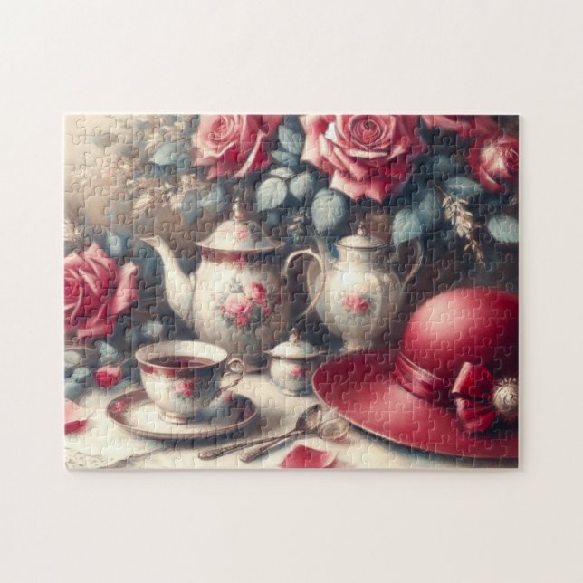 Teezeit Rosa und Teacup Puzzle (Horizontal)