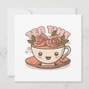 Teezeit-Rosentee Kawaii Einladung
