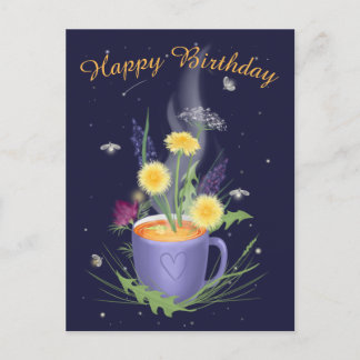 Teezeit Sommerblumen Postkarte