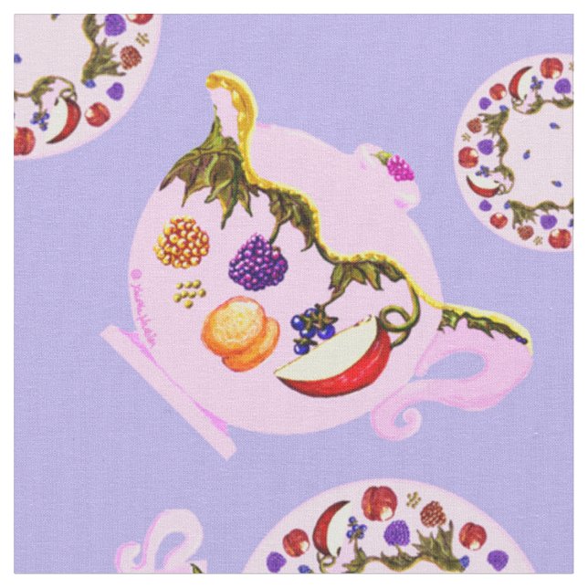 Teezeit Teekessel Teakup Plate Kupfer Kettle Muste Stoff (Nahaufnahme)