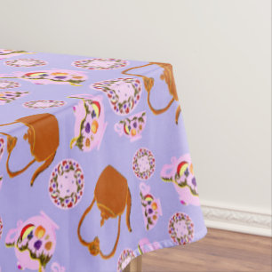 Teezeit Teekessel Teakup Plate Kupfer Kettle Muste Tischdecke