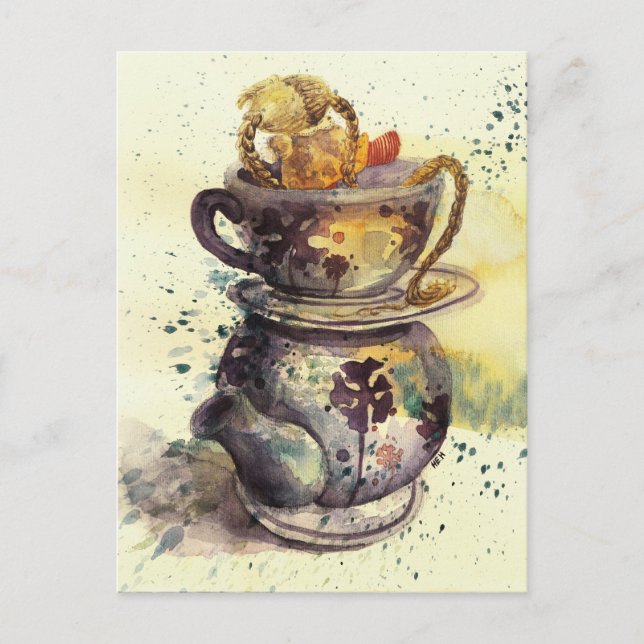 Teezubereitung Postkarte (Vorderseite)