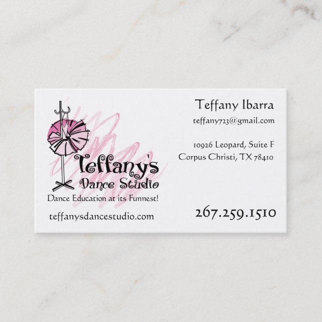 Teffany's Dance Studio Business Card - Benutzerdef Visitenkarte (Vorderseite)