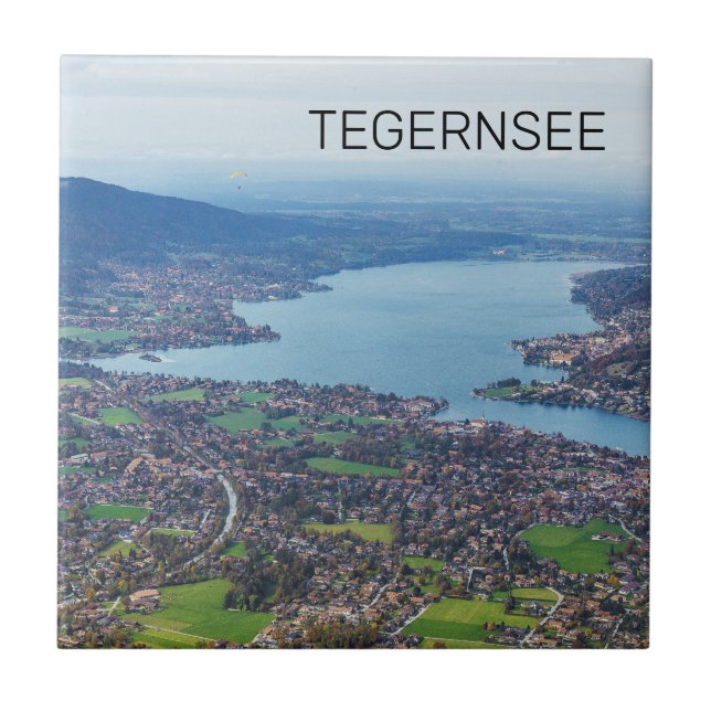 Tegernsee Bayerischer See Panorama Souvenir Fliese (Vorderseite)