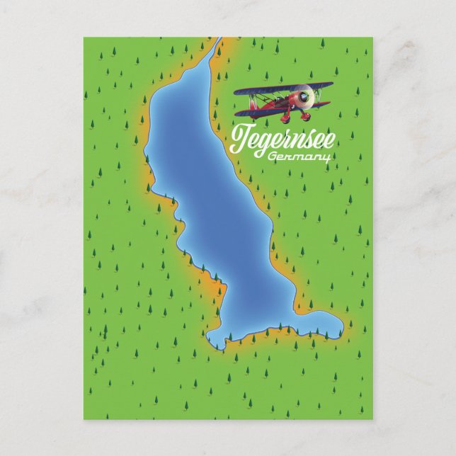 Tegernsee Deutschland Vintage Seekarte Postkarte (Vorderseite)