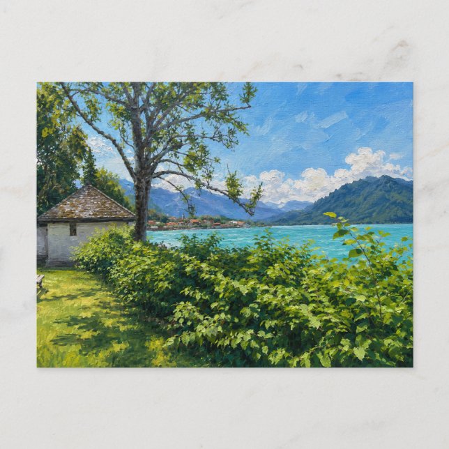 Tegernsee in den Alpen Postkarte (Vorderseite)