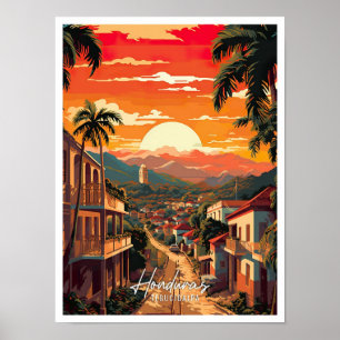 Tegucigalpa Honduras Vintage Reise Illustration Poster