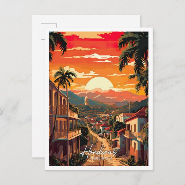 Tegucigalpa Honduras Vintage Reise Illustration Postkarte (Vorne/Hinten)