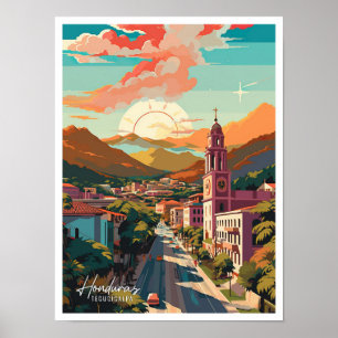Tegucigalpa Honduras Vintage Reiseillustration Poster