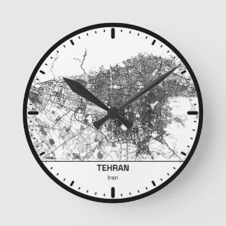 Teheran Clock City Line Art Runde Wanduhr