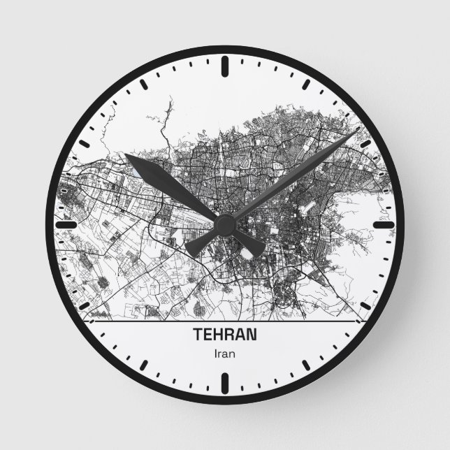 Teheran Clock City Line Art Runde Wanduhr (Vorderseite)