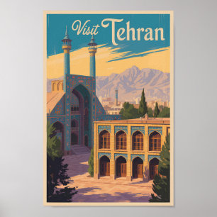 Teheran Iran Golestan Palace Illustration Travel Poster