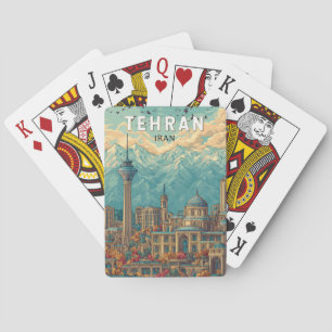 Teheran Iran Illustration Reise Kunst Vintage Spielkarten