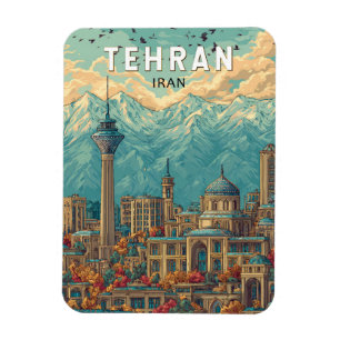 Teheran Iran Illustration Travel Art Vintag Magnet