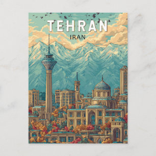 Teheran Iran Illustration Travel Art Vintag Postkarte