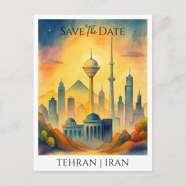 Teheran Iran - kundenspezifische Wasserfarbe Save  Postkarte (Vorderseite)