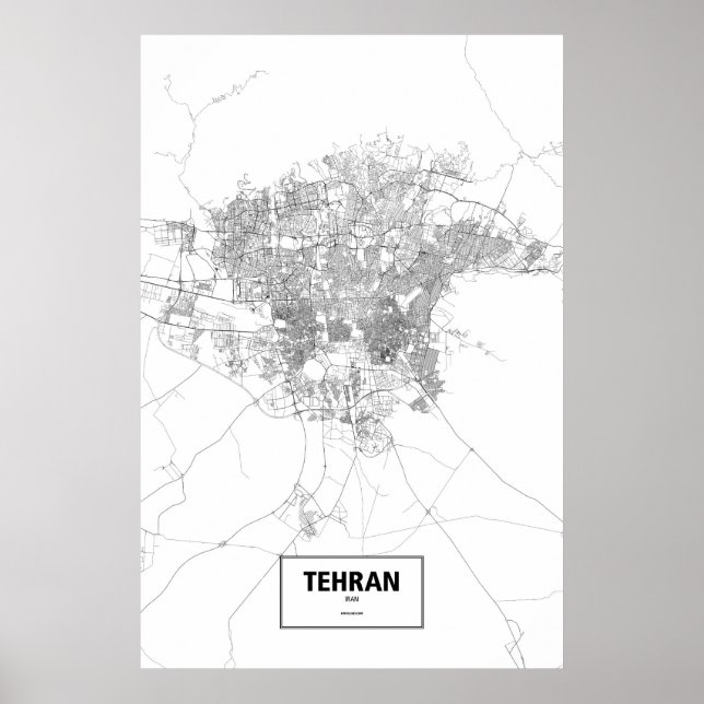 Teheran, Iran (schwarz auf weiß) Poster (Vorne)