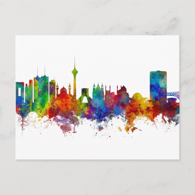 Tehran Iran Skyline Postkarte (Vorderseite)