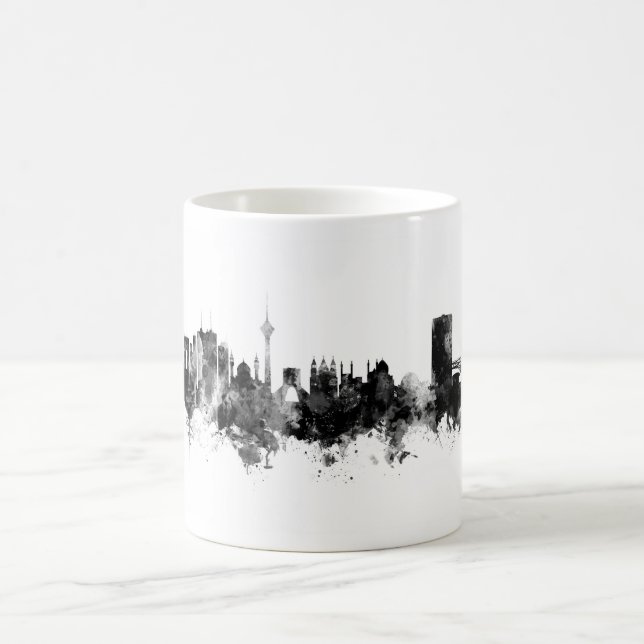 Tehran Iran Skyline Schwarz-weiß Kaffeetasse (Mittel)