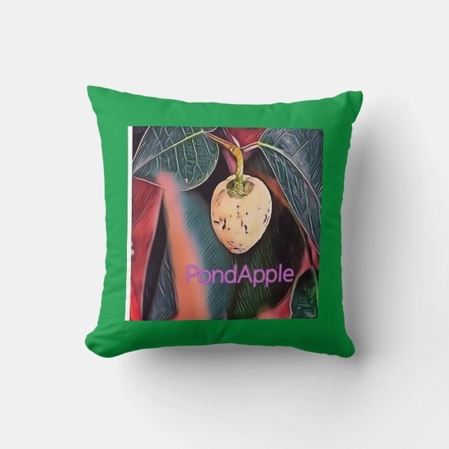 Teich-Apfel mit grünem Hintergrund Kissen (Vorderseite)