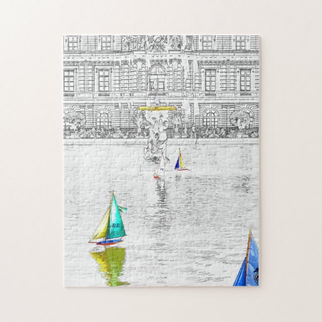 Teich des Luxembourg-Gartens - Paris Puzzle (Vertikal)