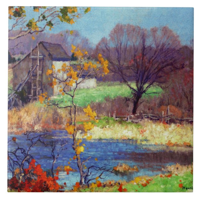 Teich in Old Lyme, Connecticut Fliese (Vorderseite)