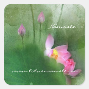 TEICH LOTUS L Chinese-Bürsten-Malerei-Kunst Quadratischer Aufkleber