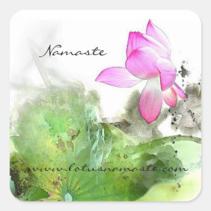TEICH LOTUS L Chinese-Bürsten-Malerei-Kunst Quadratischer Aufkleber
