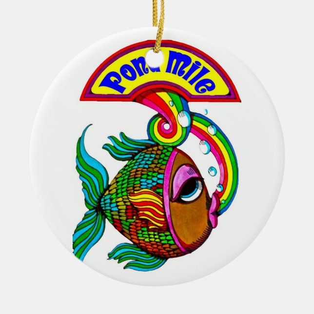 Teich-Meilen-Fisch-Verzierung Keramik Ornament (Vorne)