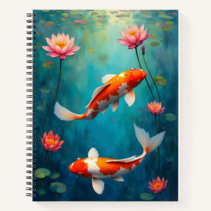 Teich mit Koi und Seerosen Notizbuch