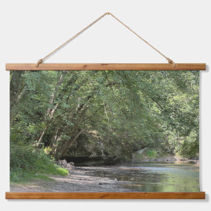 Teich unter den Bäumen Holz überdachte Tapete Wandteppich Mit Holzrahmen