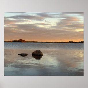 Teich-Wasserlandschaft-Sonnenuntergang-Foto-Poster Poster