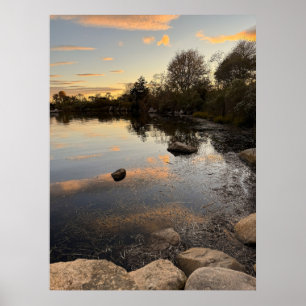 Teich-Wasserlandschaft-Sonnenuntergang-Foto-Poster Poster