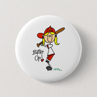 Teig oben! Softball-Strichmännchen-Knopf Button