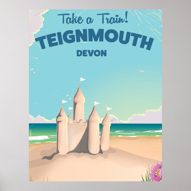 Teignmouth Beach Devon Vintage Reiseplakat Poster (Vorne)