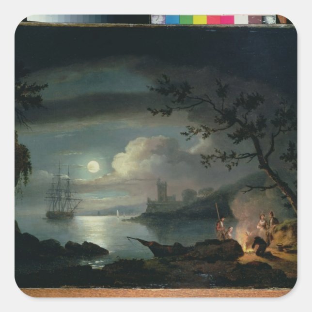 Teignmouth, Mondlicht Quadratischer Aufkleber (Vorderseite)