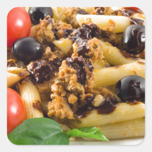 Teigwaren mit Soße von Bolognese, Quadratischer Aufkleber