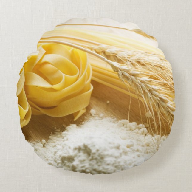 Teigwaren Rundes Kissen (Vorderseite)